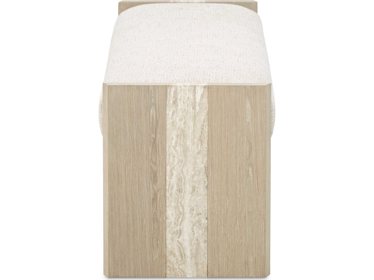 Michael Amini Lotus Bay Sand Beige Upholstered Accent Bench