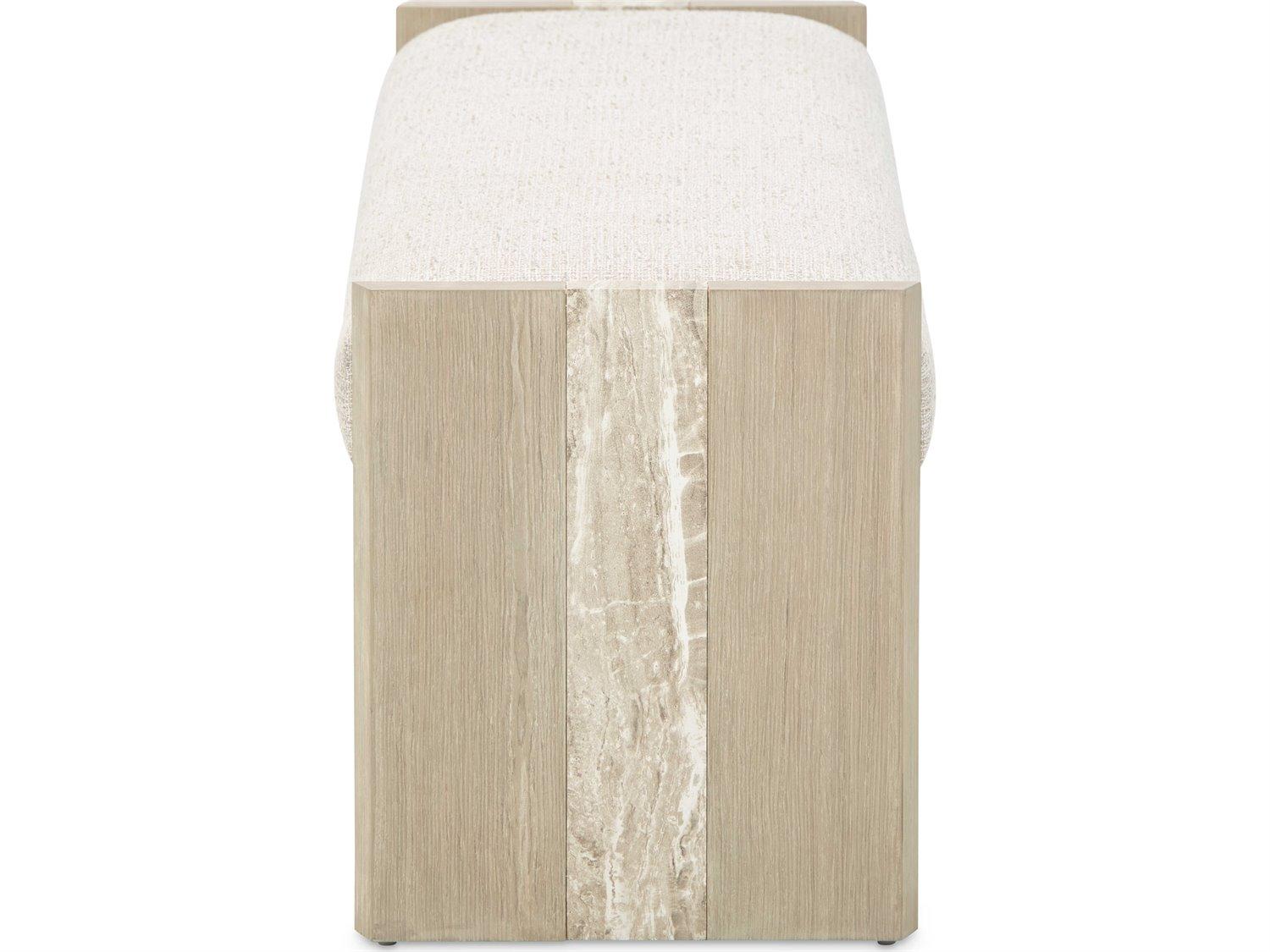 Michael Amini Lotus Bay Sand Beige Upholstered Accent Bench