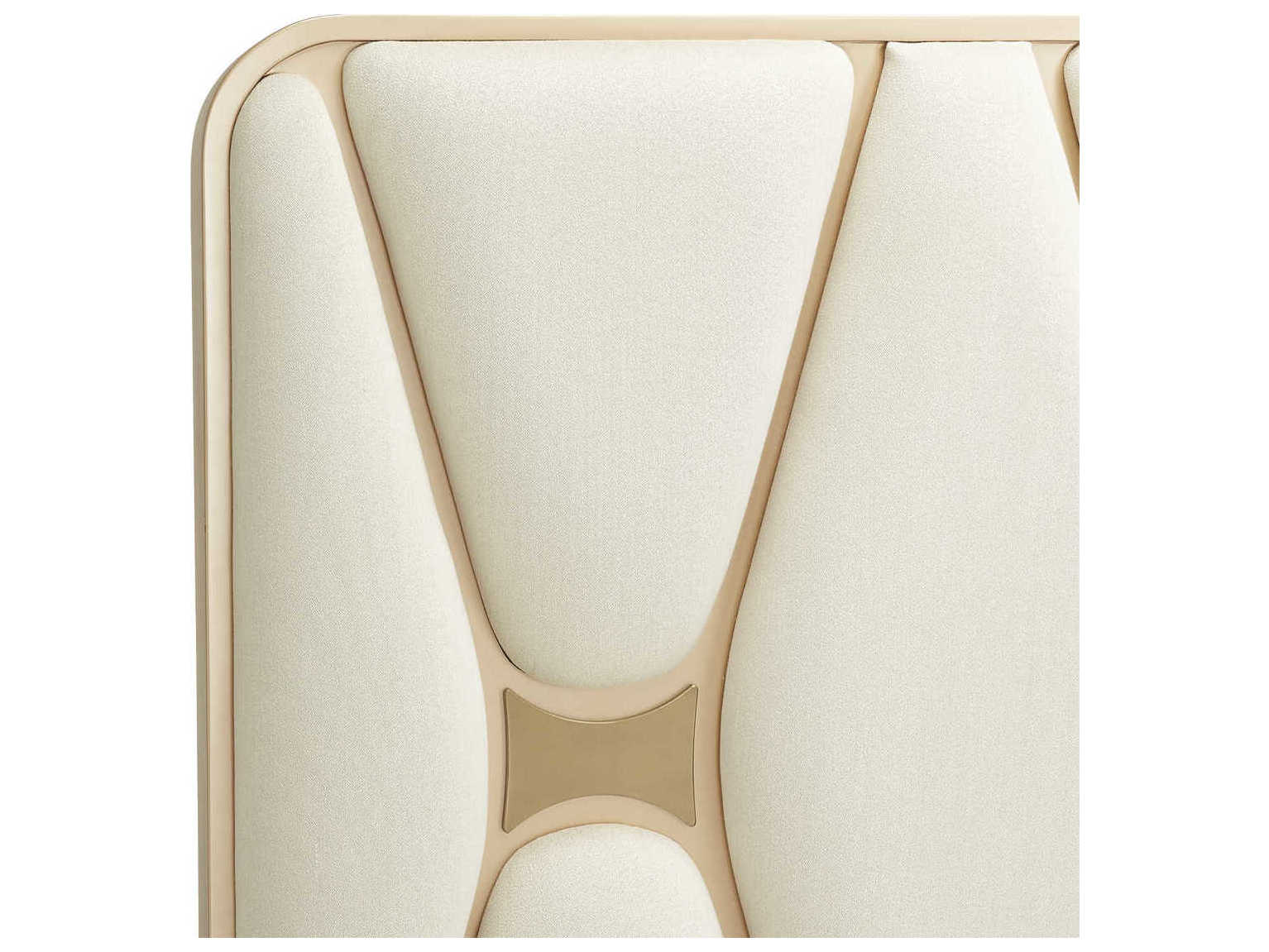 Michael Amini La Rachelle Champagne Birch Wood Upholstered California King Panel Bed