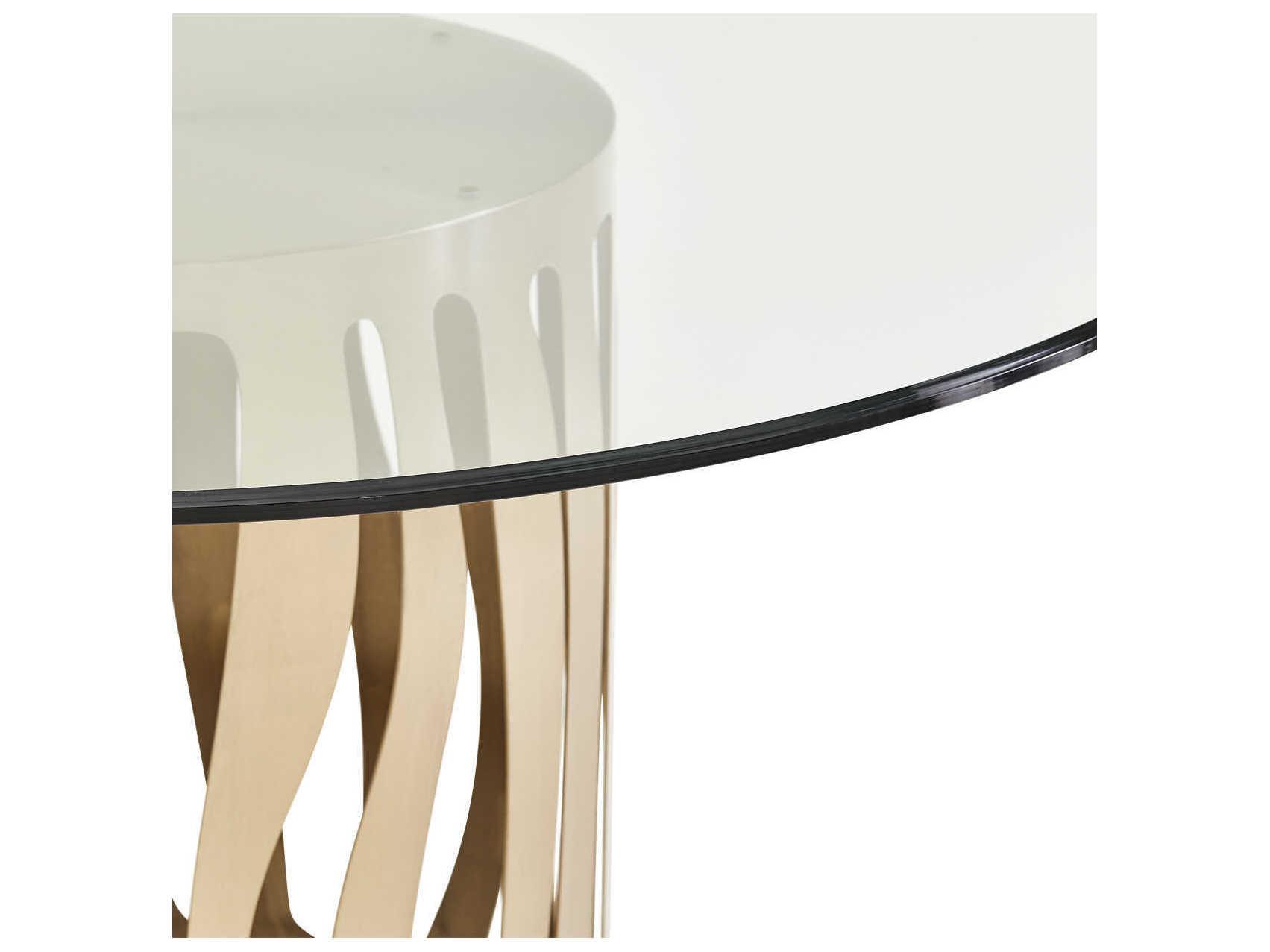 Michael Amini La Rachelle Round Glass Champagne Dining Table