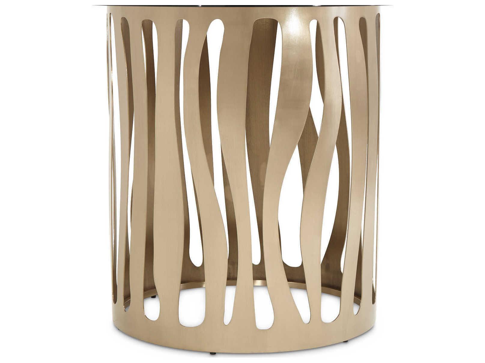 Michael Amini La Rachelle Round Glass Champagne Dining Table