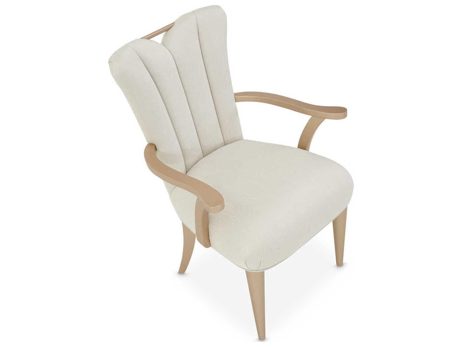 Michael Amini La Rachelle White Upholstered Arm Dining Chair