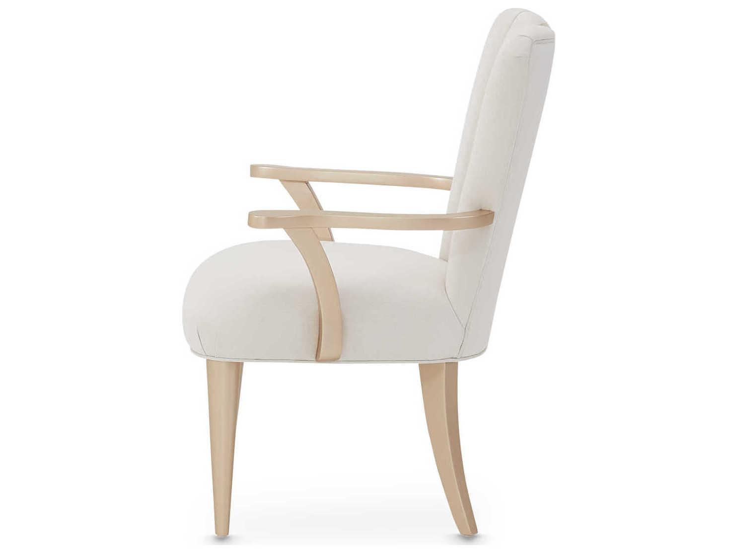 Michael Amini La Rachelle White Upholstered Arm Dining Chair