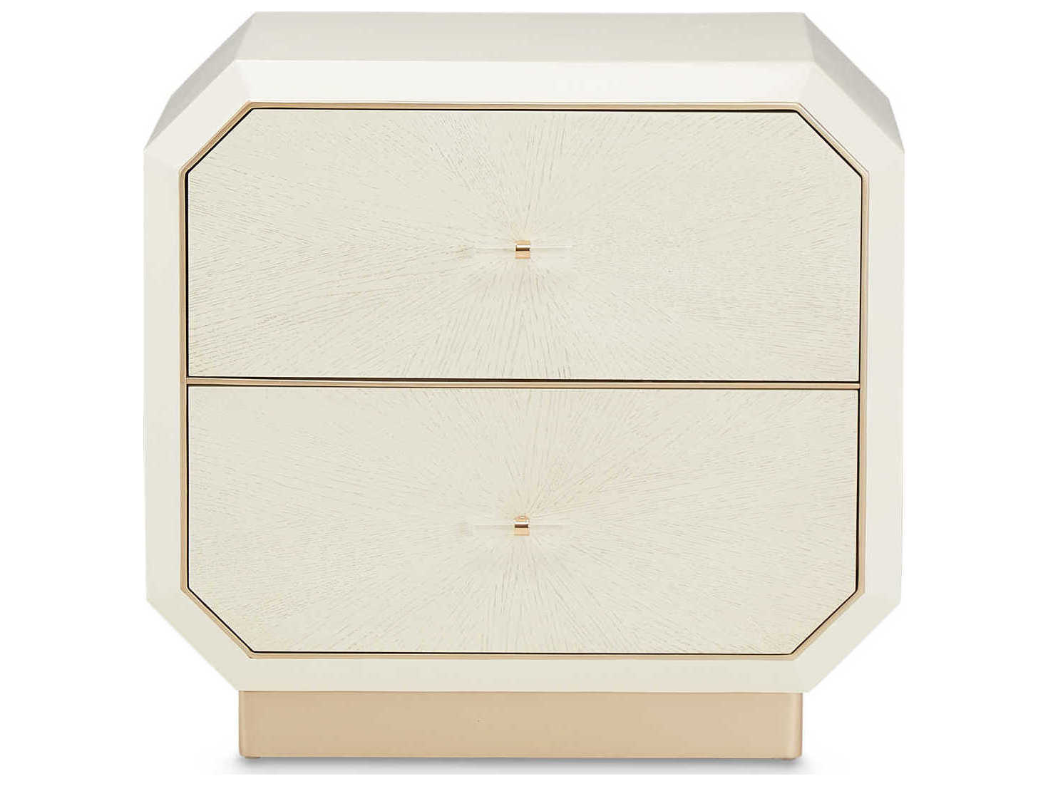 Michael Amini La Rachelle 2-Drawers White Birch Wood Nightstand
