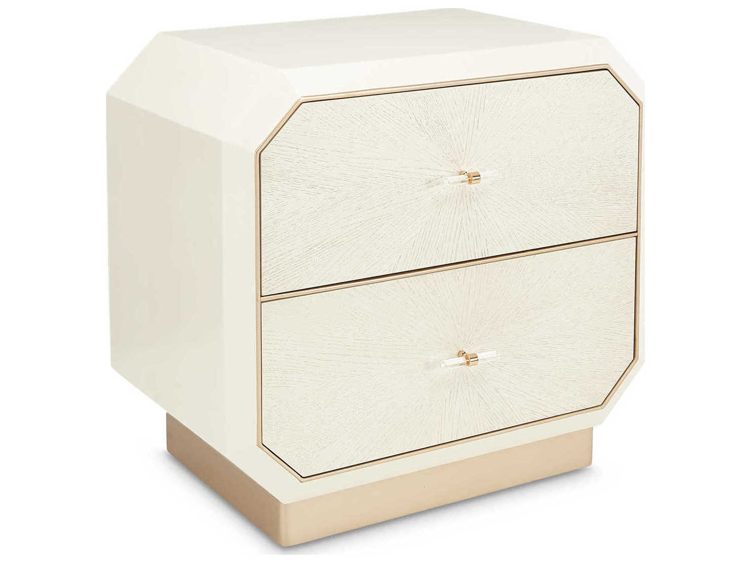 Michael Amini La Rachelle 2-Drawers White Birch Wood Nightstand