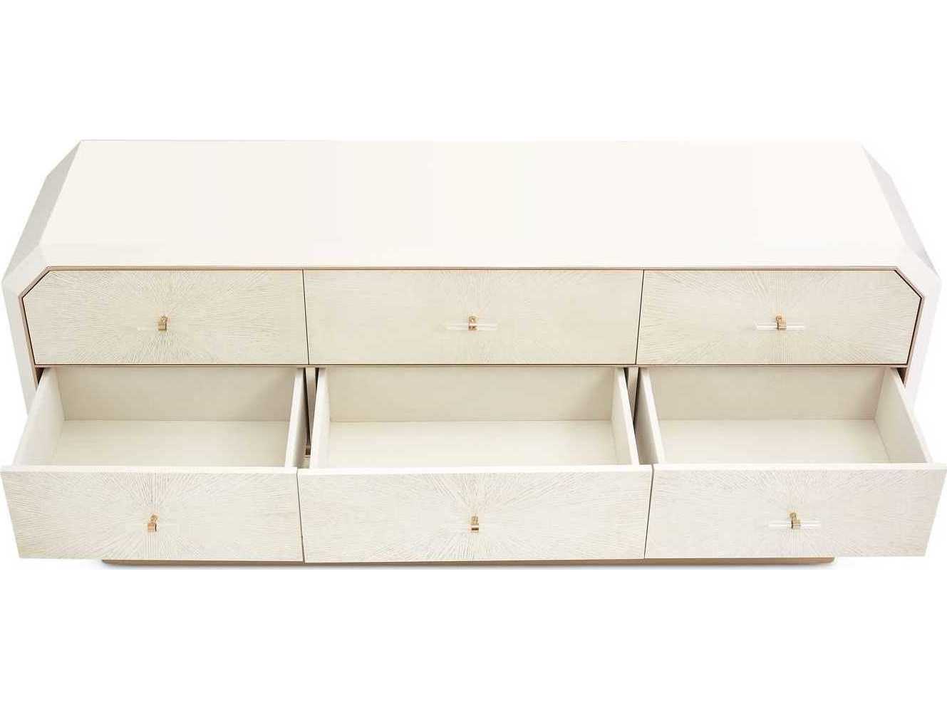 Michael Amini La Rachelle 9-Drawers White Birch Wood Triple Dresser