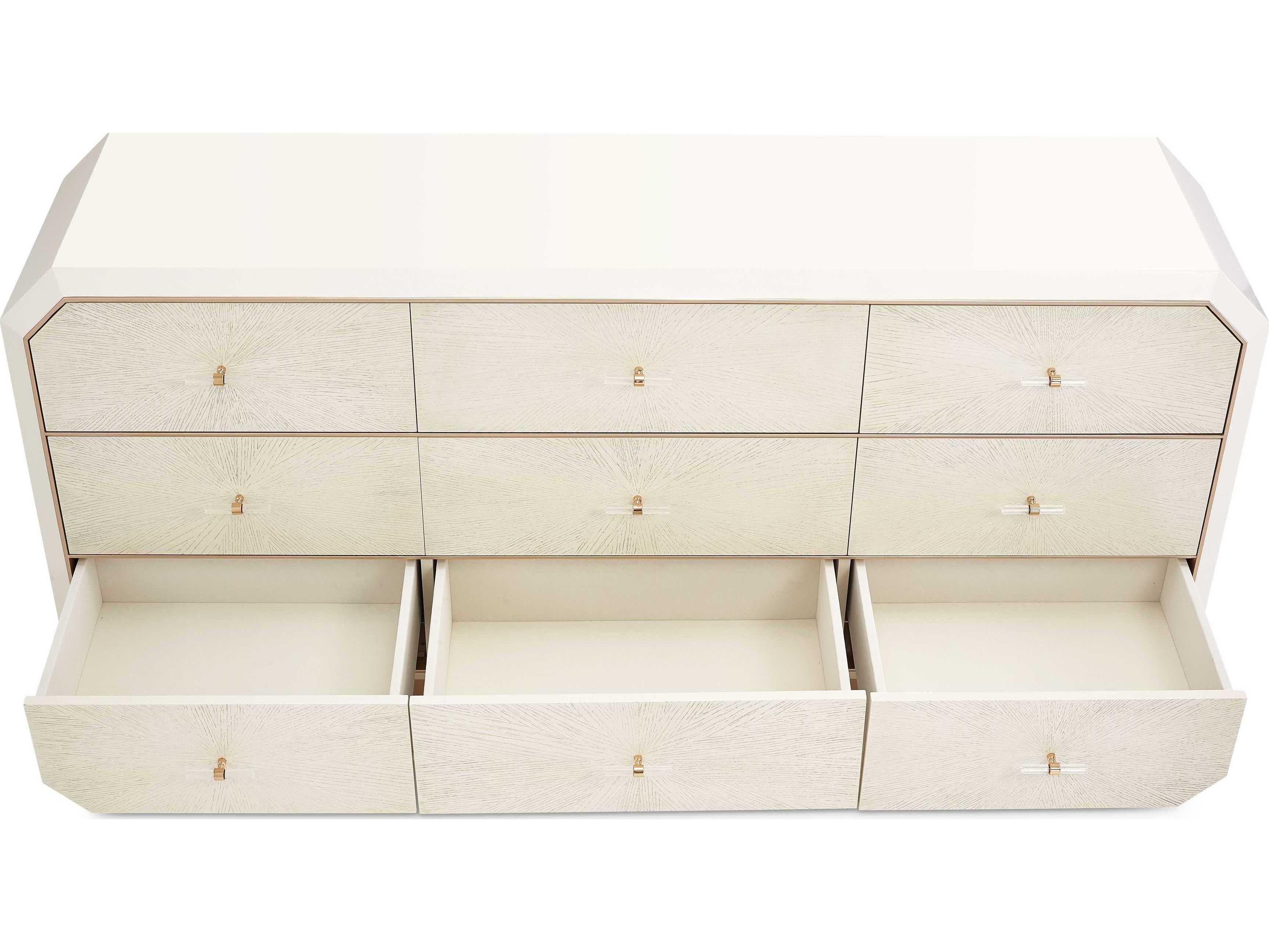 Michael Amini La Rachelle 9-Drawers White Birch Wood Triple Dresser
