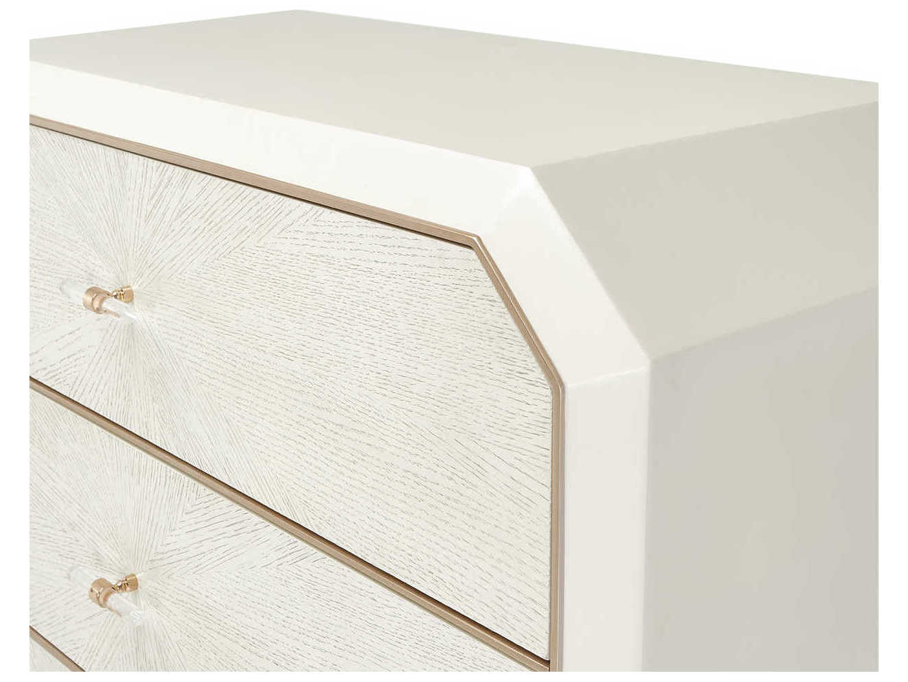 Luxecor Gilded Champagne White Birch Wood Accent Chest