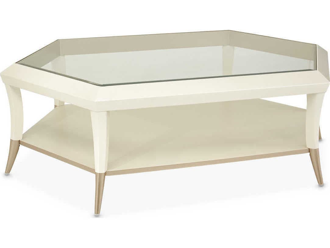 Michael Amini La Rachelle Hexagon Glass Champagne Cocktail Table