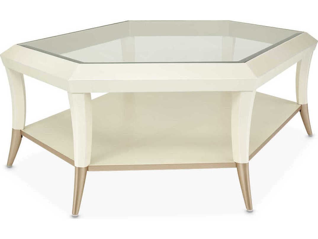 Michael Amini La Rachelle Hexagon Glass Champagne Cocktail Table