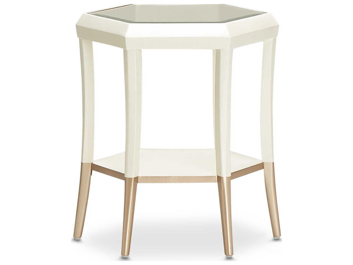 Michael Amini La Rachelle Octagon Glass Champagne End Table