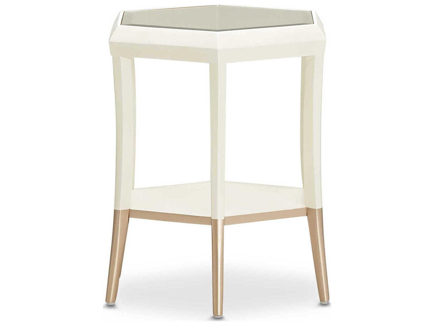 Michael Amini La Rachelle Octagon Glass Champagne End Table