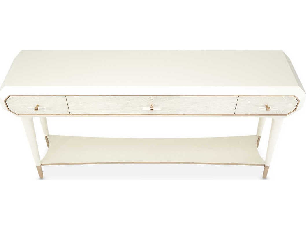 Michael Amini La Rachelle Rectangular Wood Champagne Console Table