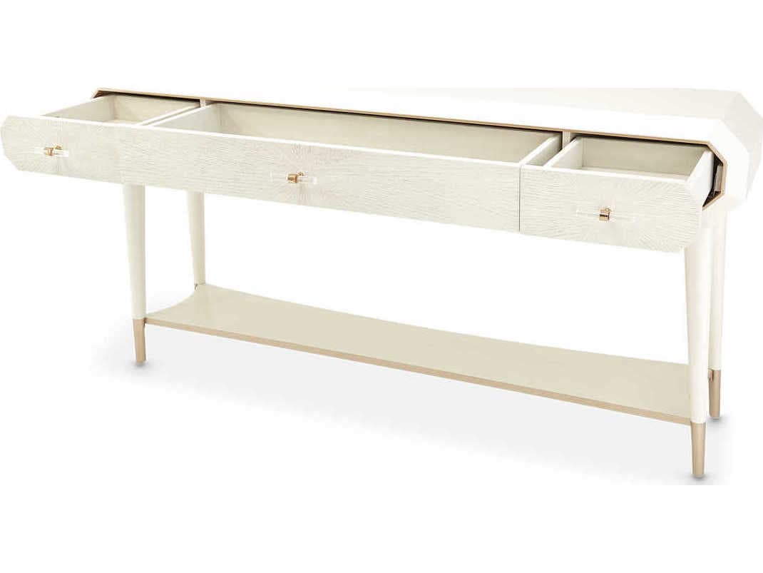 Michael Amini La Rachelle Rectangular Wood Champagne Console Table