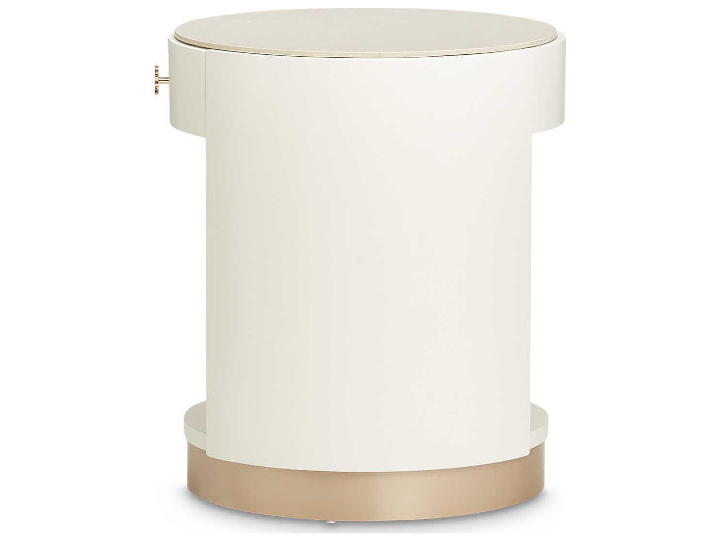 Michael Amini La Rachelle Round Marble Champagne End Table