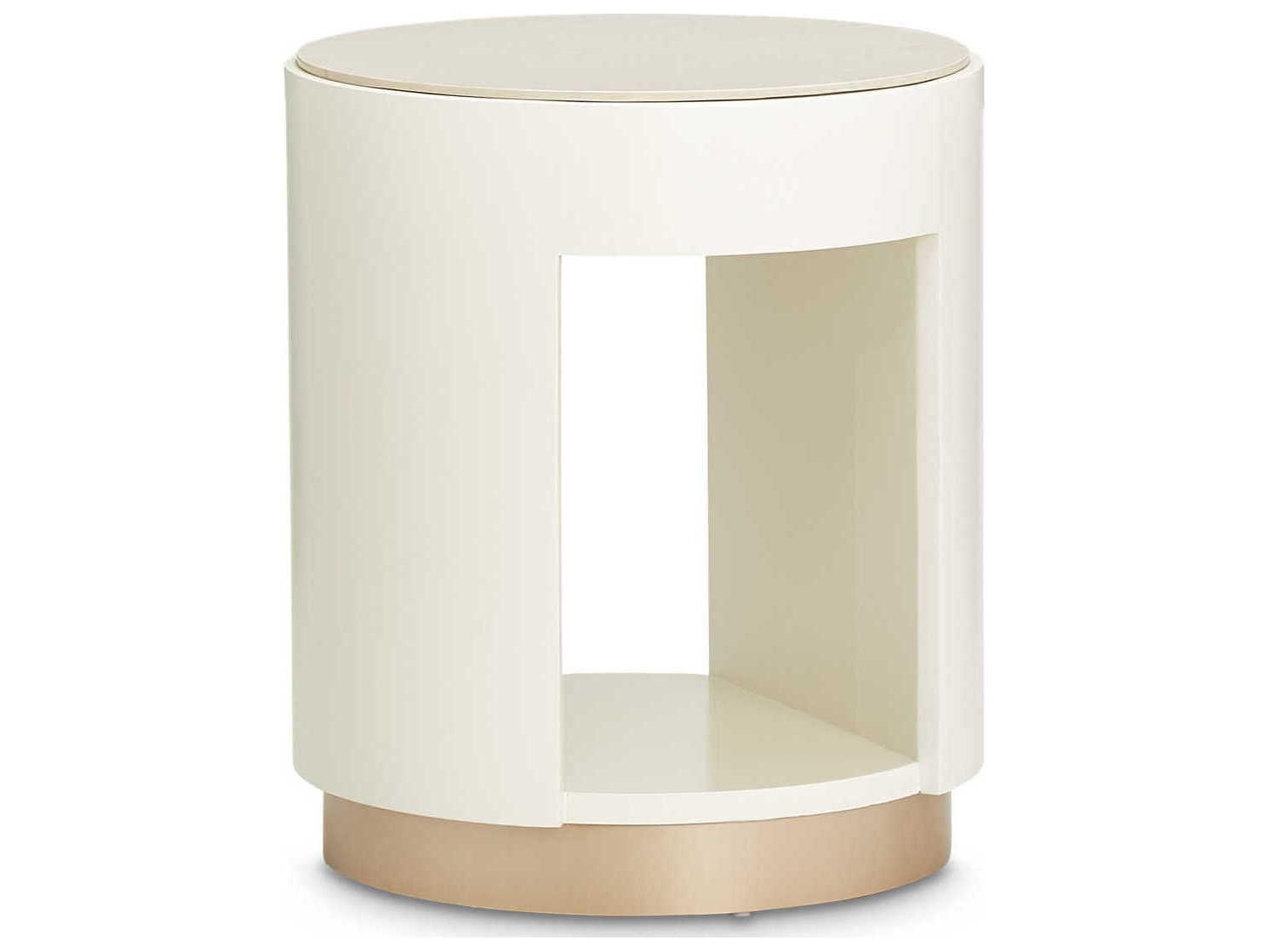 Michael Amini La Rachelle Round Marble Champagne End Table
