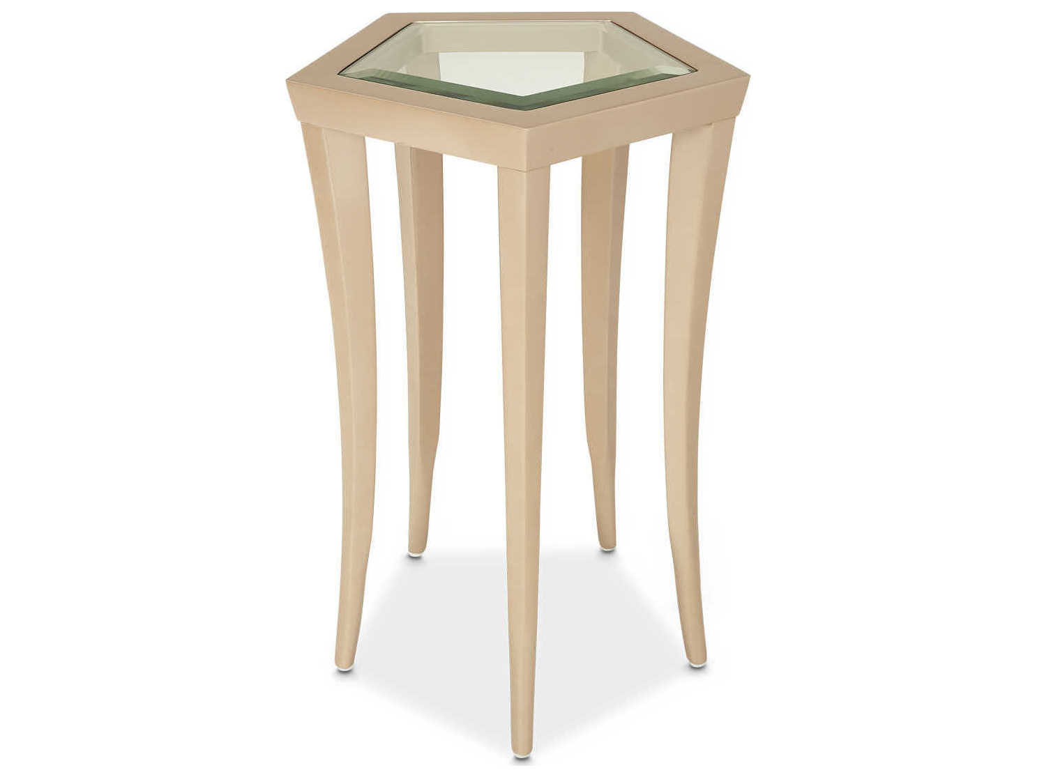 Michael Amini La Rachelle Octagon Glass Champagne End Table