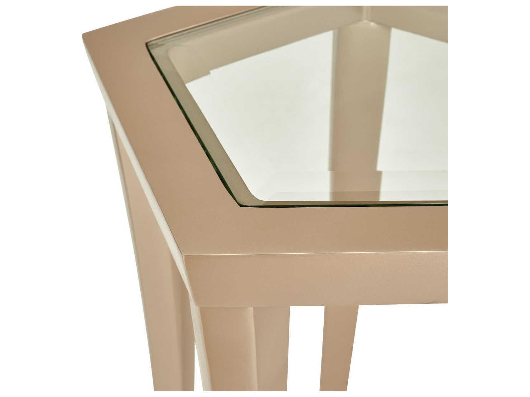 Michael Amini La Rachelle Octagon Glass Champagne End Table