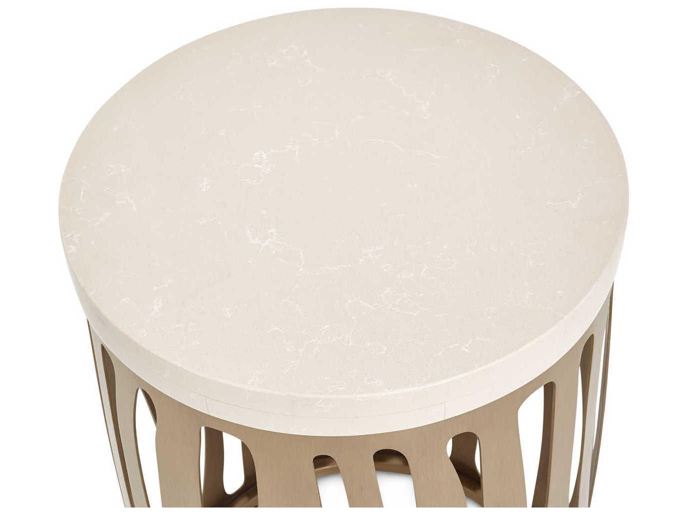 Michael Amini La Rachelle Round Metal Champagne End Table