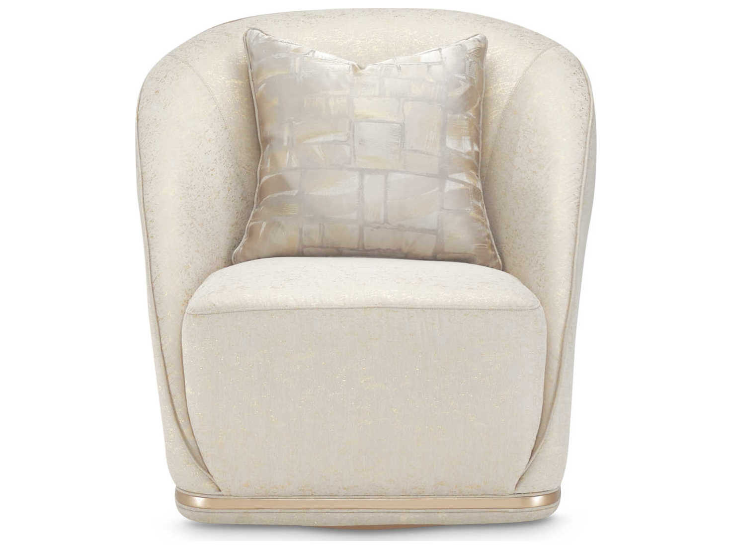 Michael Amini La Rachelle Swivel White Fabric Accent Chair