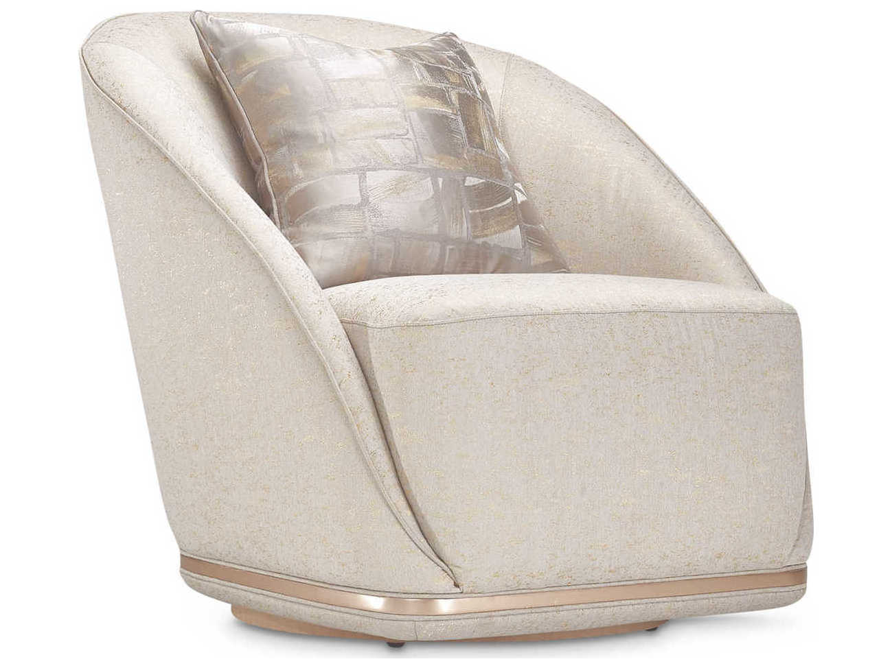 Michael Amini La Rachelle Swivel White Fabric Accent Chair