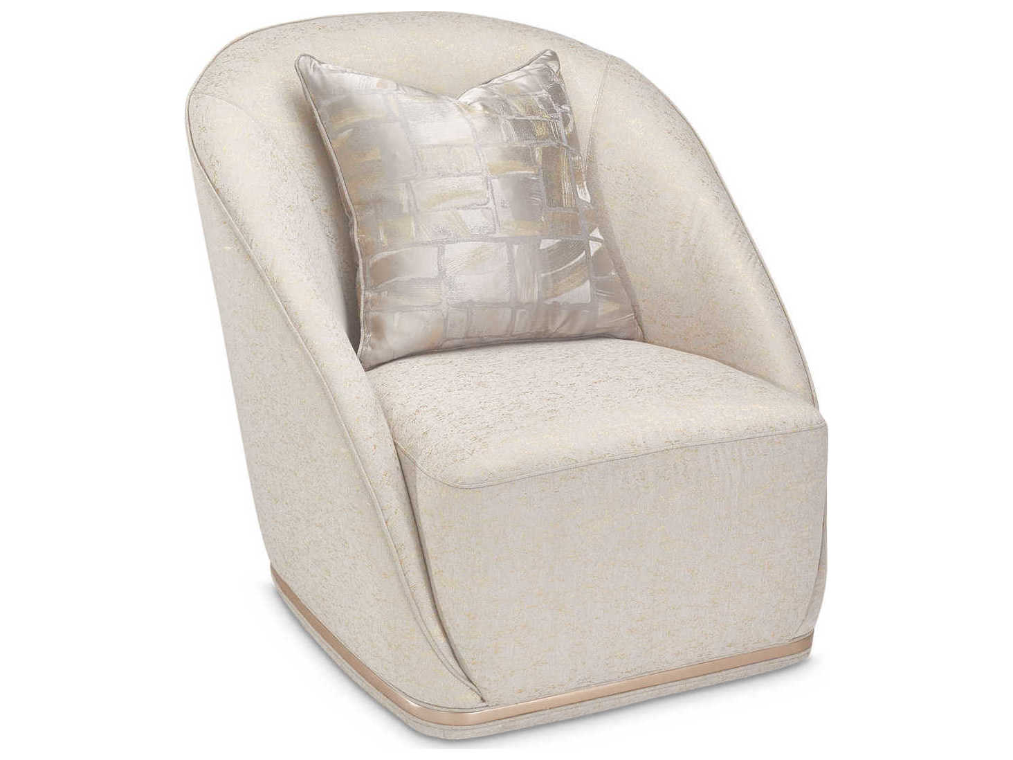Michael Amini La Rachelle Swivel White Fabric Accent Chair