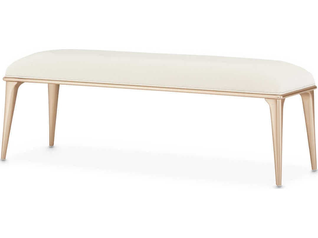 Luxecor Gilded Champagne White Upholstered Accent Bench
