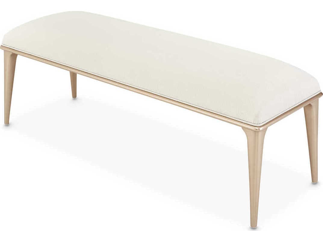 Luxecor Gilded Champagne White Upholstered Accent Bench