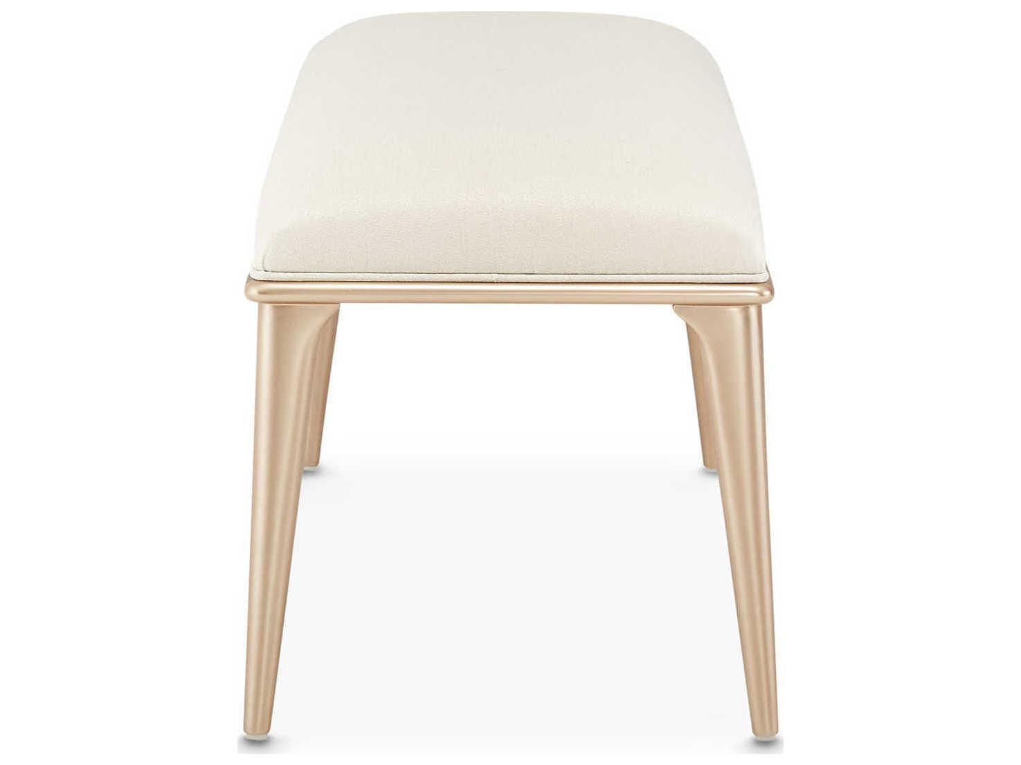 Luxecor Gilded Champagne White Upholstered Accent Bench