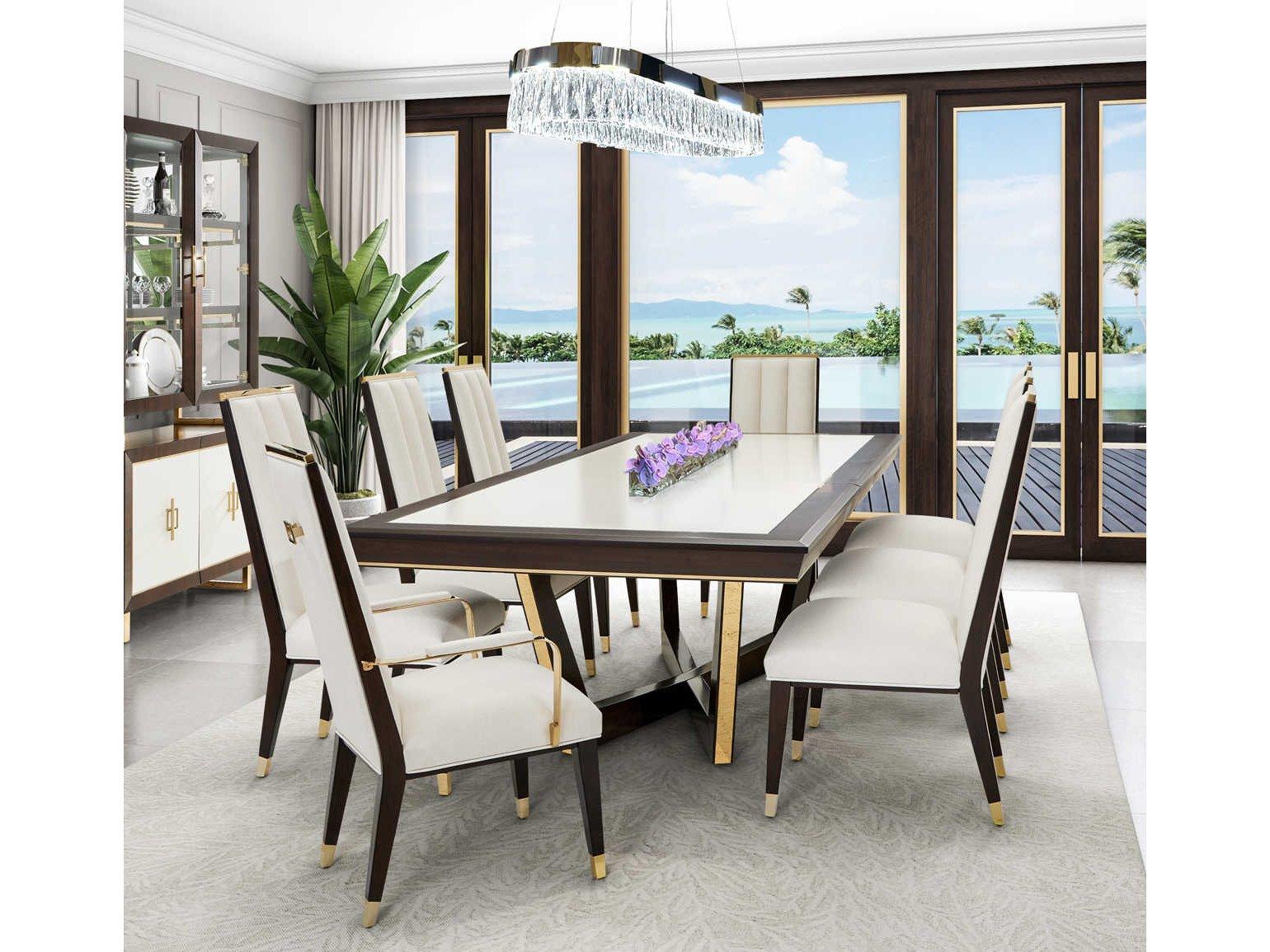 Michael Amini Belmont Place Poplar Wood Dining Room Set