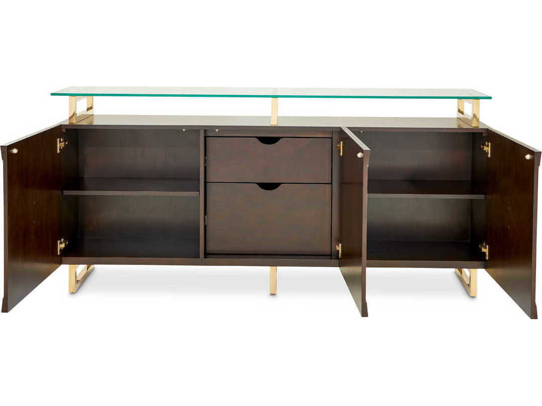 Luxecor Gilded 76" Poplar Wood Espresso Sideboard