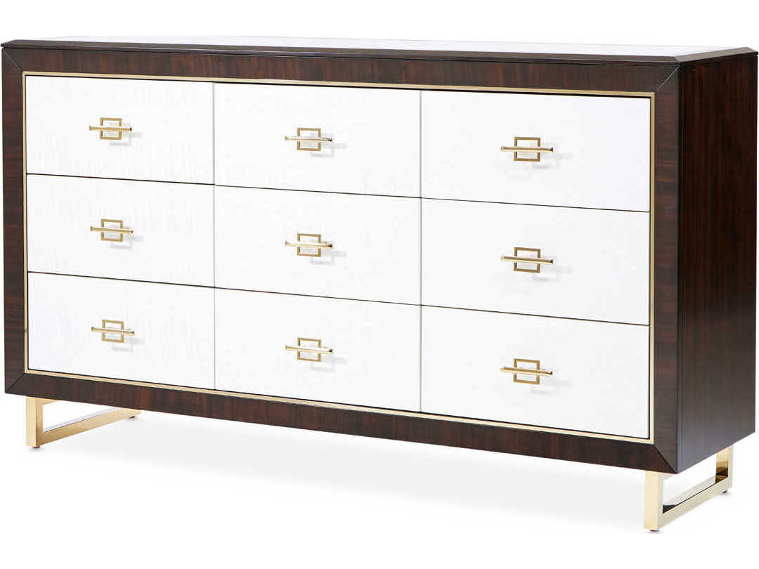 Luxecor Gilded Brown Poplar Wood Triple Dresser