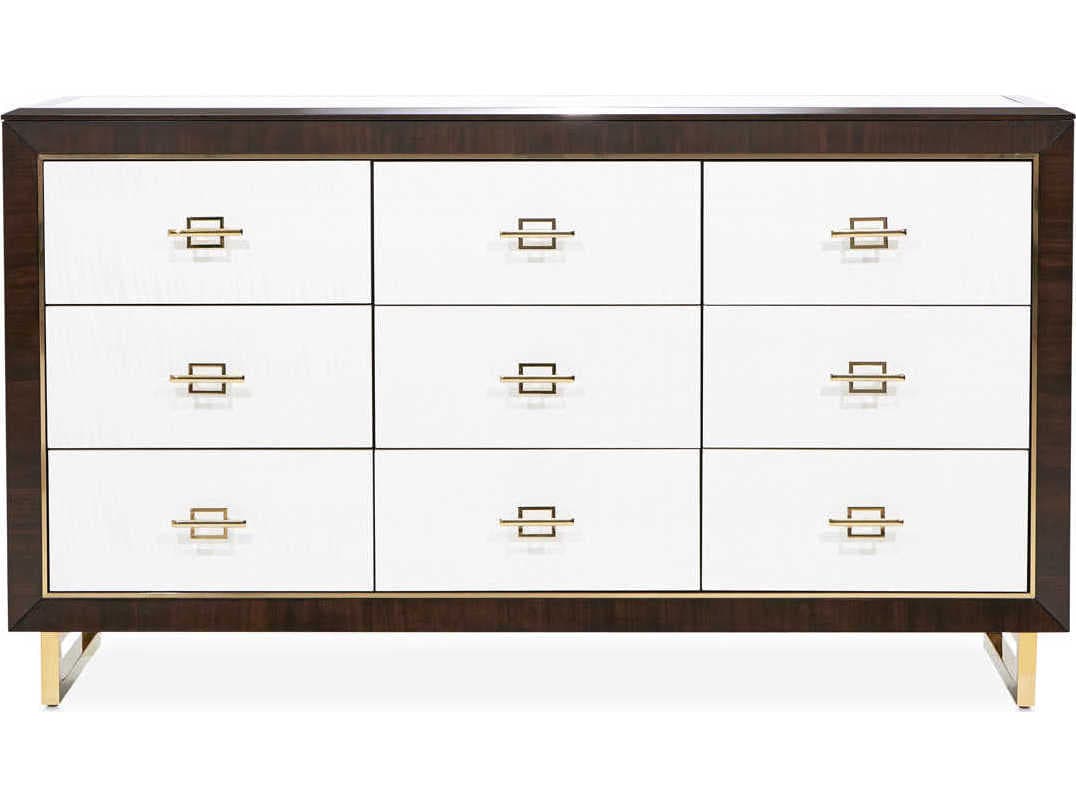 Luxecor Gilded Brown Poplar Wood Triple Dresser