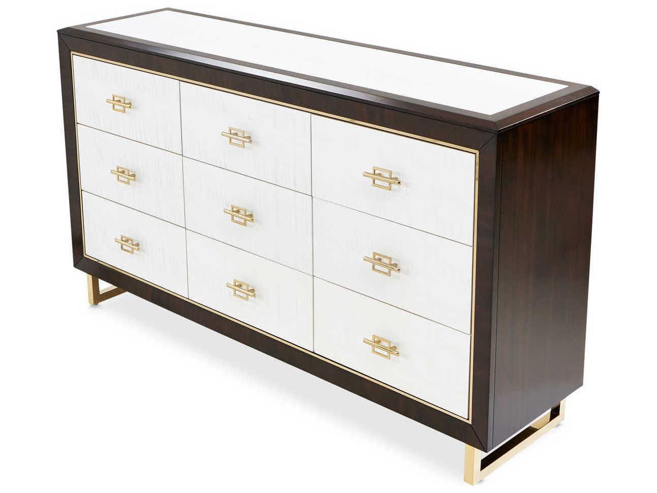 Luxecor Gilded Brown Poplar Wood Triple Dresser