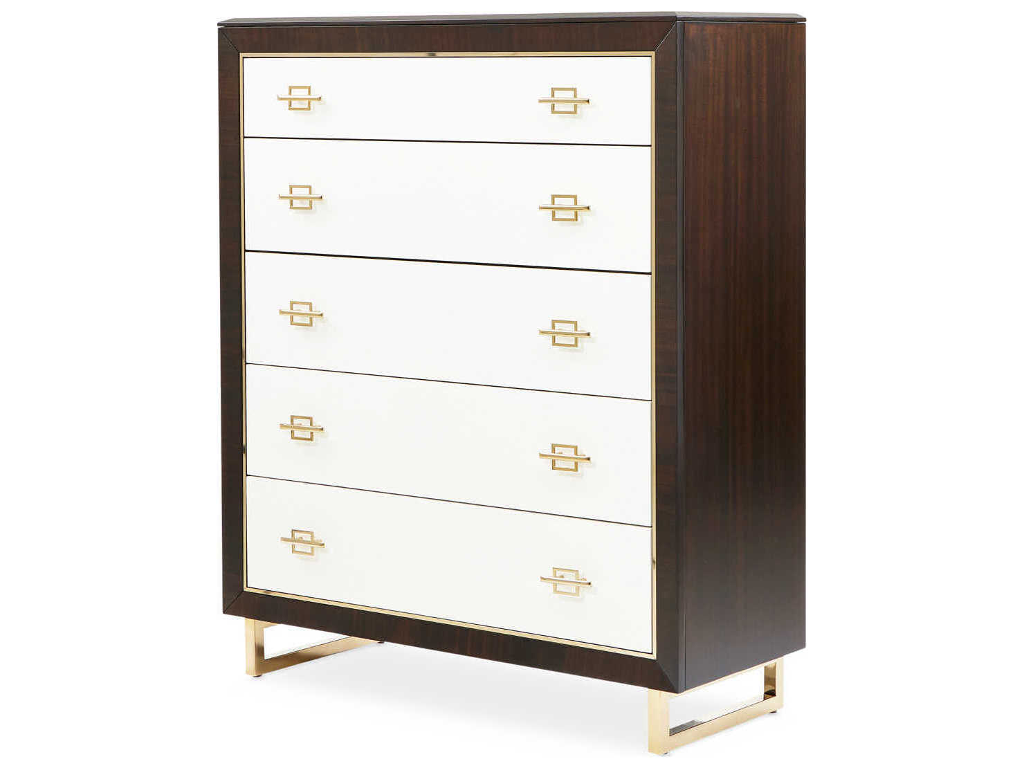 Luxecor Gilded White Espresso Brown Poplar Wood Accent Chest