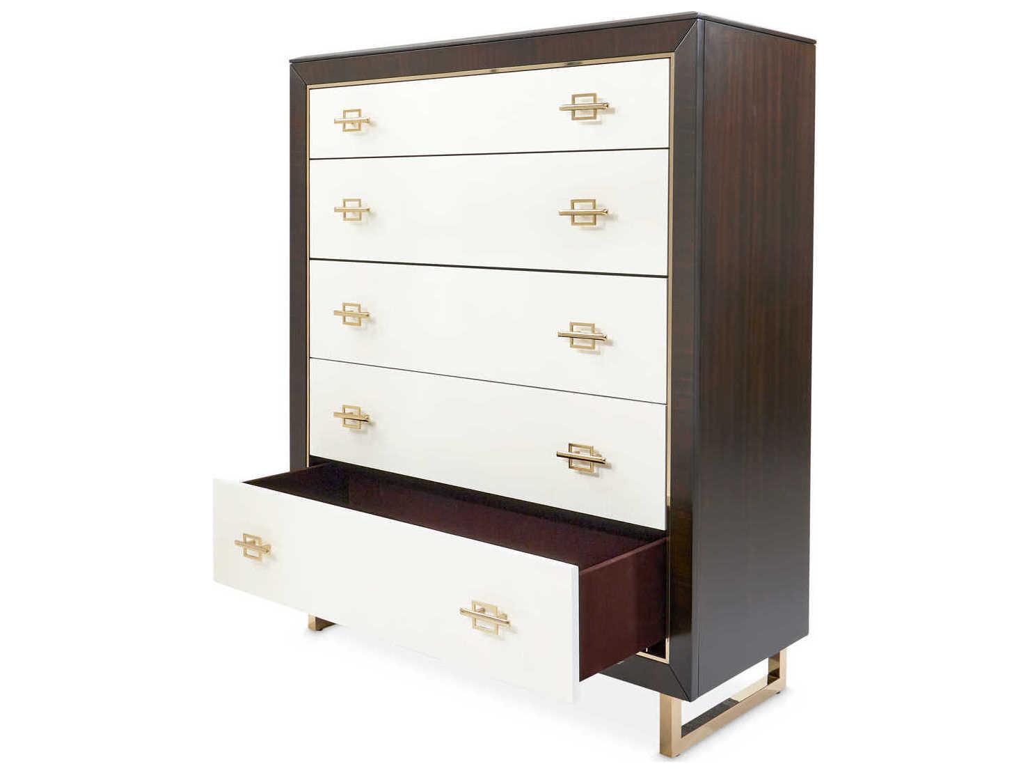 Luxecor Gilded White Espresso Brown Poplar Wood Accent Chest