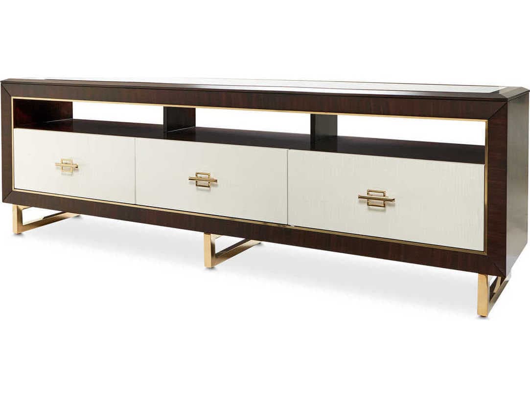 Luxecor Gilded 82" Poplar Wood Espresso Media Console