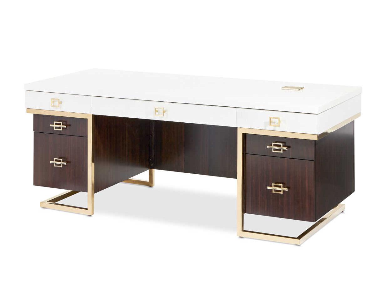 Luxecor Gilded Espresso White Poplar Wood Executive Desk