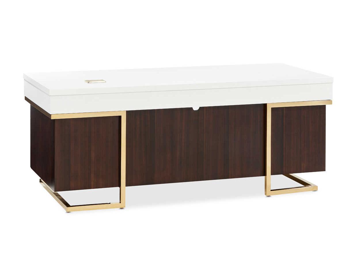 Luxecor Gilded Espresso White Poplar Wood Executive Desk
