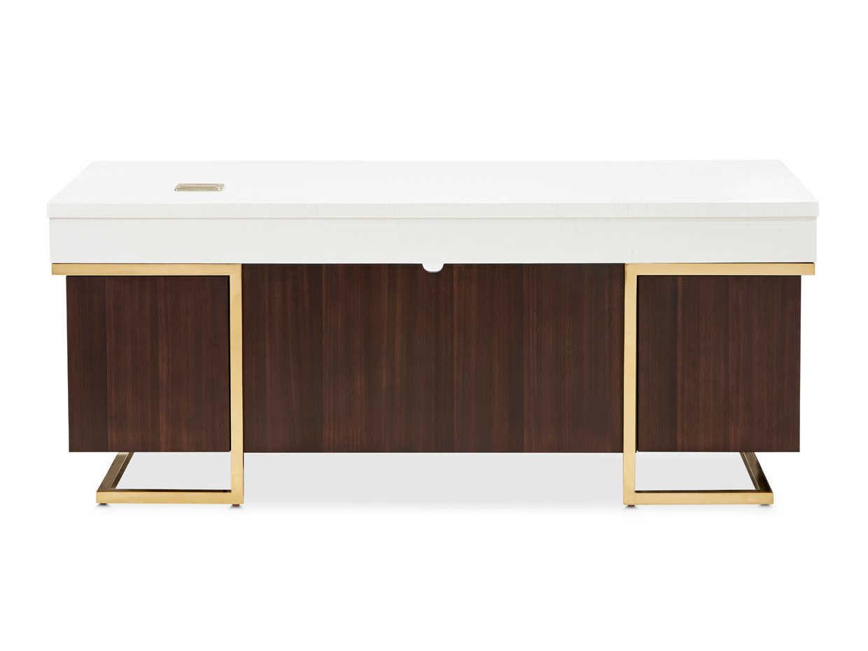Luxecor Gilded Espresso White Poplar Wood Executive Desk