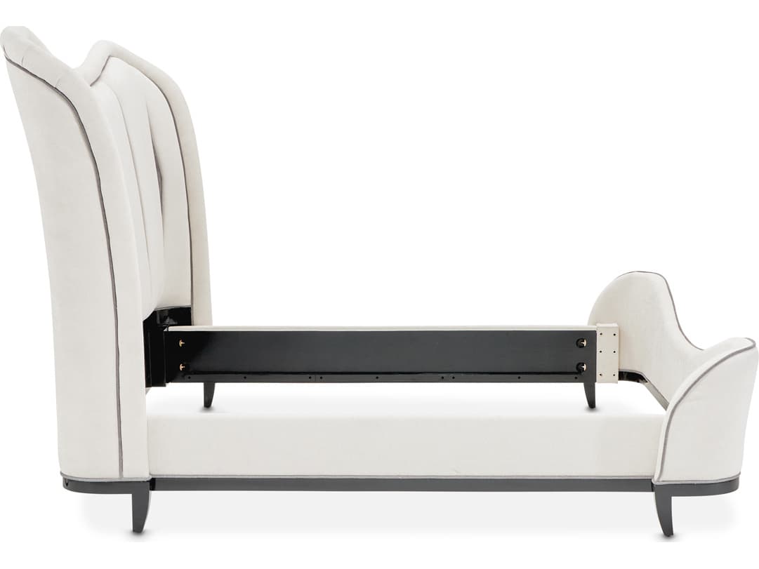 Michael Amini Tuxedo White Poplar Wood Upholstered King Platform Bed