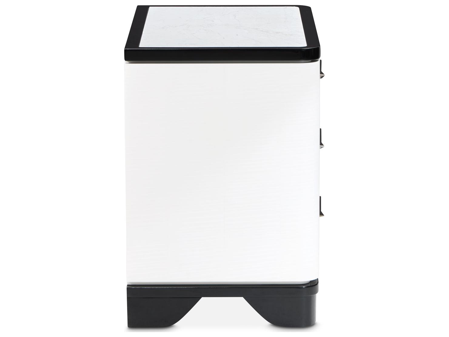 Michael Amini Tuxedo 3-Drawers Black Poplar Wood Nightstand