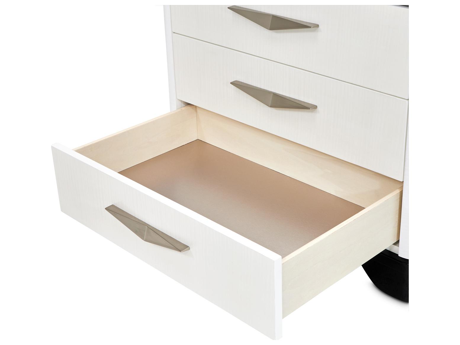 Michael Amini Tuxedo 3-Drawers Black Poplar Wood Nightstand