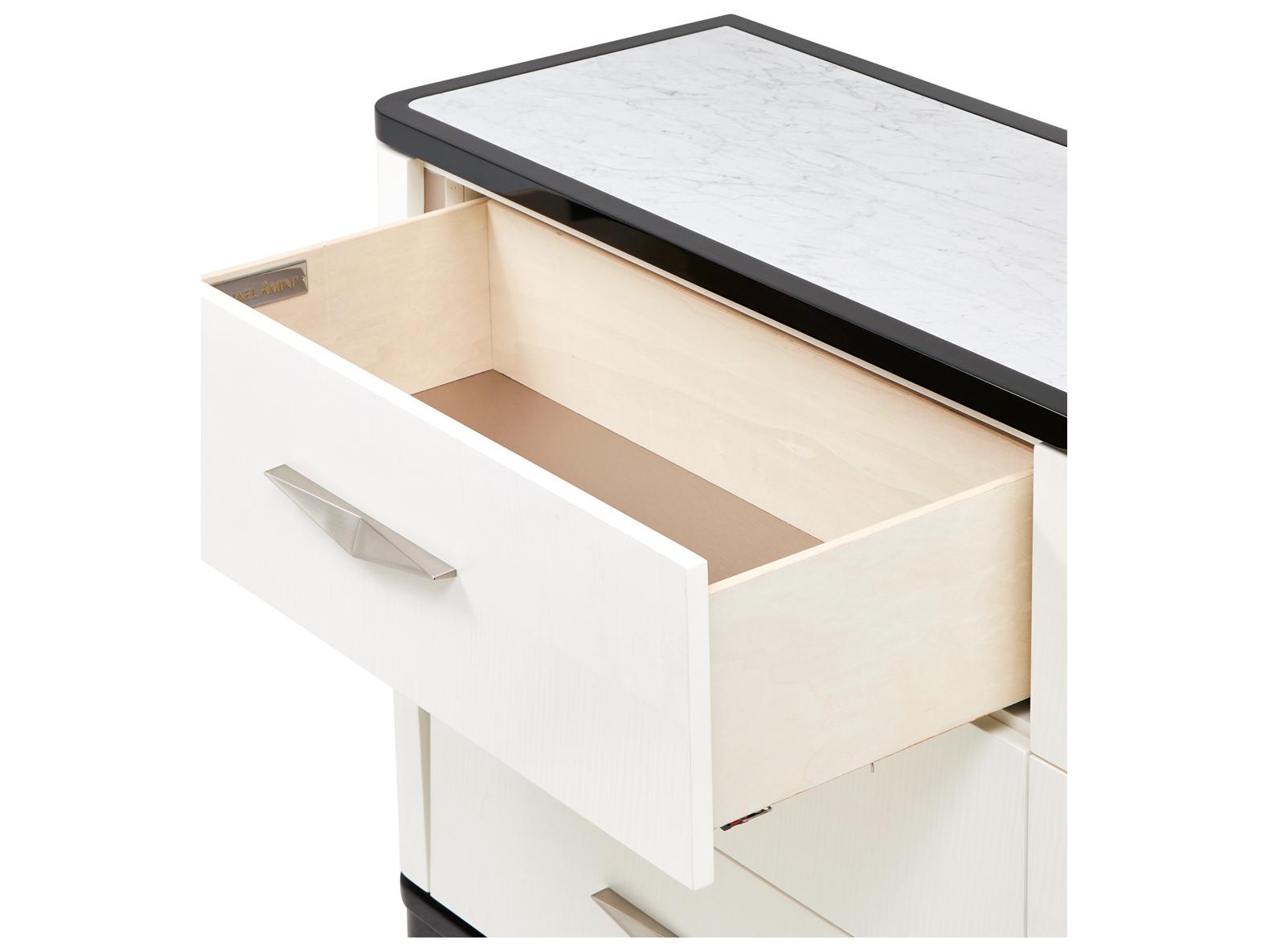 Michael Amini Tuxedo 6-Drawers Black Poplar Wood Double Dresser