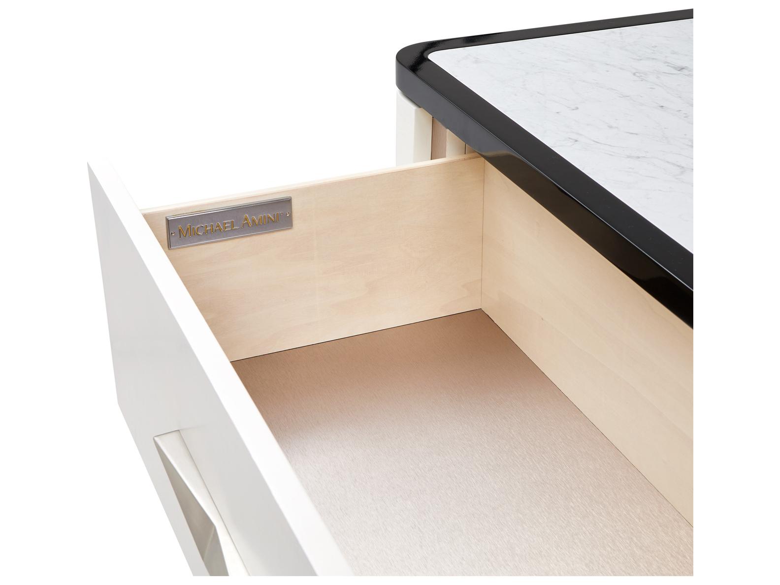 Michael Amini Tuxedo 6-Drawers Black Poplar Wood Double Dresser