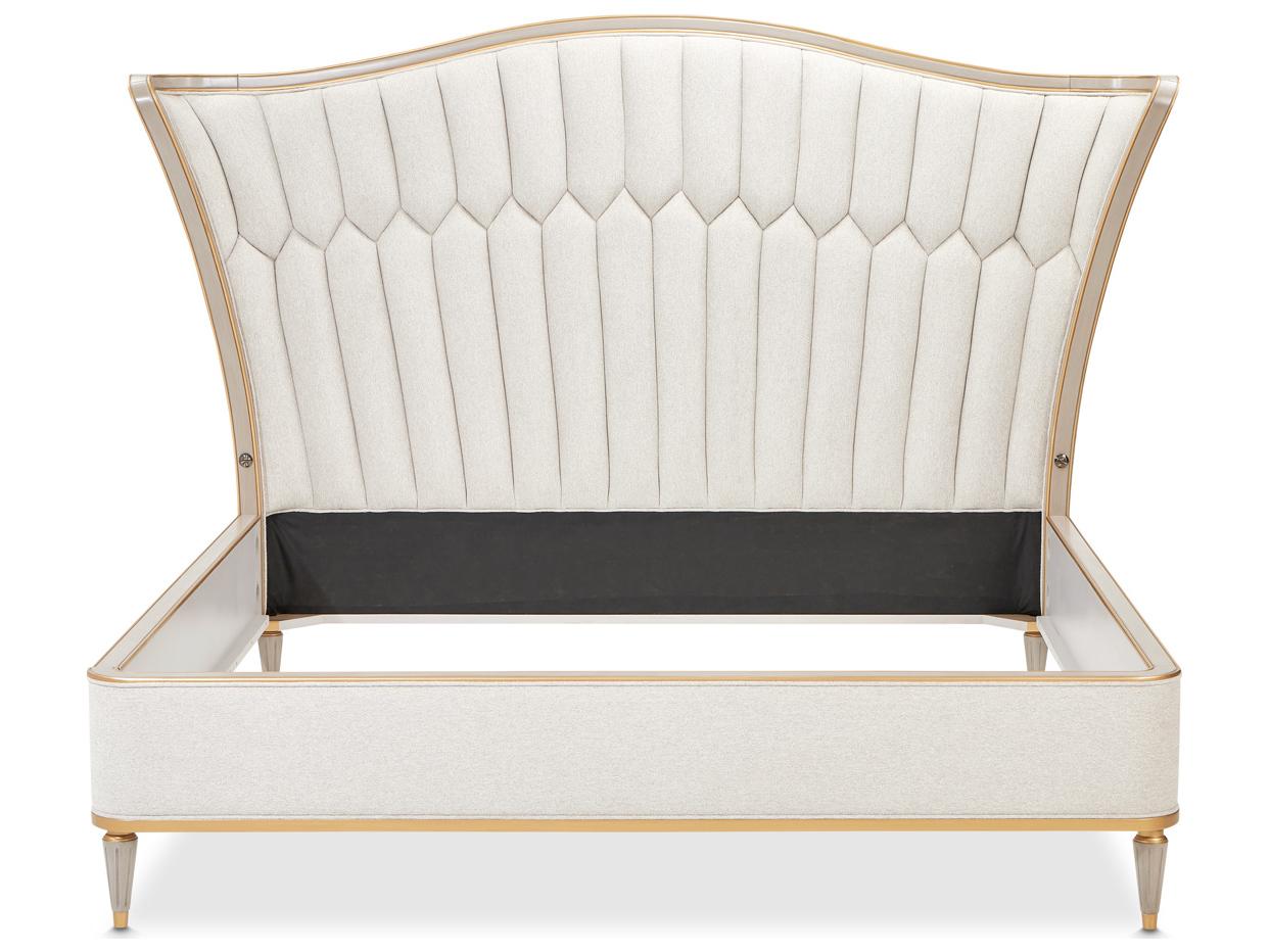 Michael Amini St. Charles Gray Poplar Wood Upholstered King Platform Bed