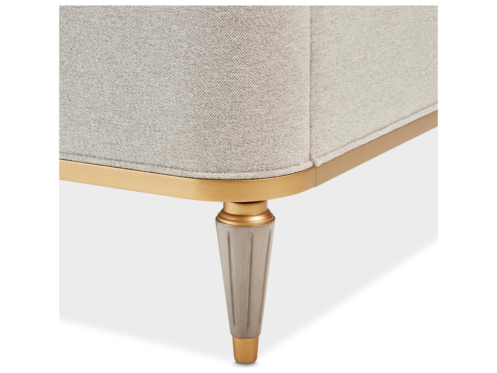 Michael Amini St. Charles Gray Poplar Wood Upholstered King Platform Bed