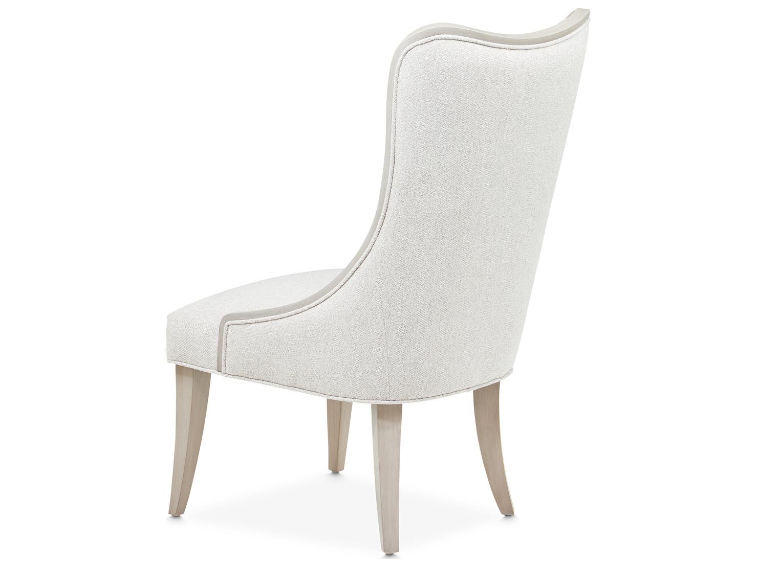 Michael Amini St. Charles Rubberwood Gray Upholstered Armless Dining Chair