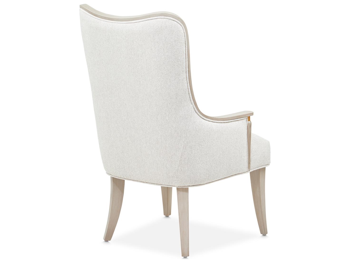 Michael Amini St. Charles Rubberwood Gray Upholstered Arm Dining Chair