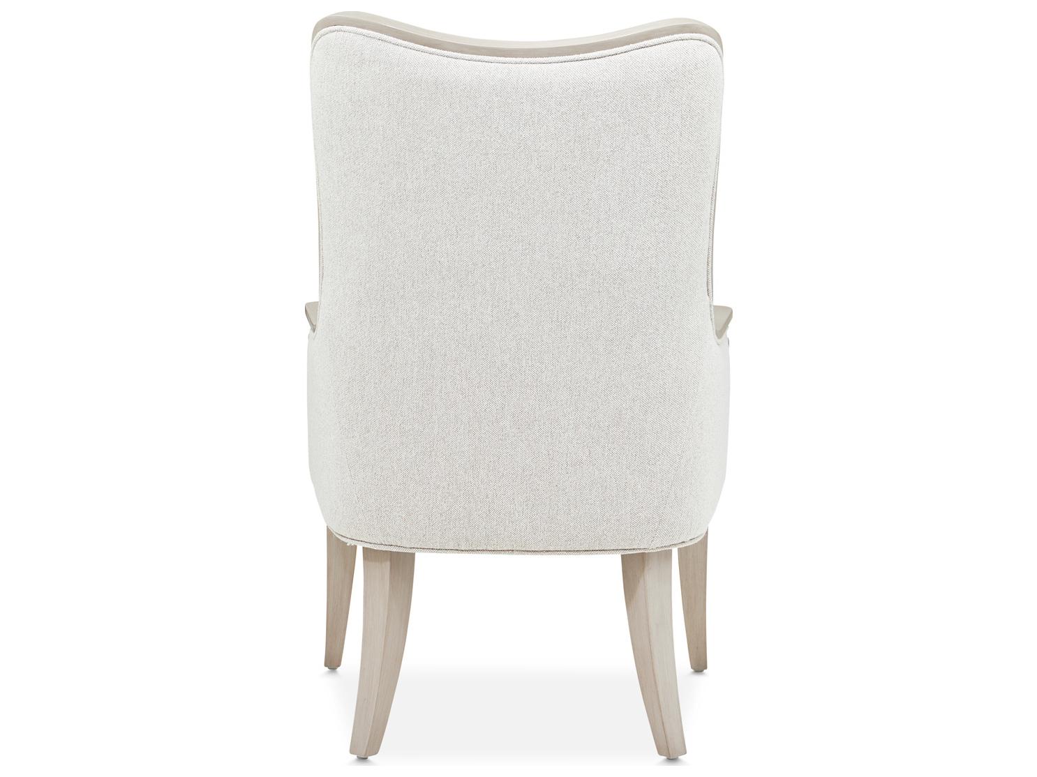 Michael Amini St. Charles Rubberwood Gray Upholstered Arm Dining Chair